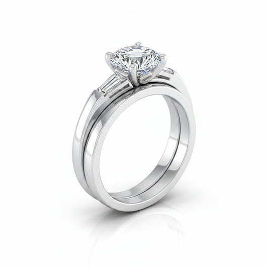 The Caroline Matching Wedding Band, Round in Platinum