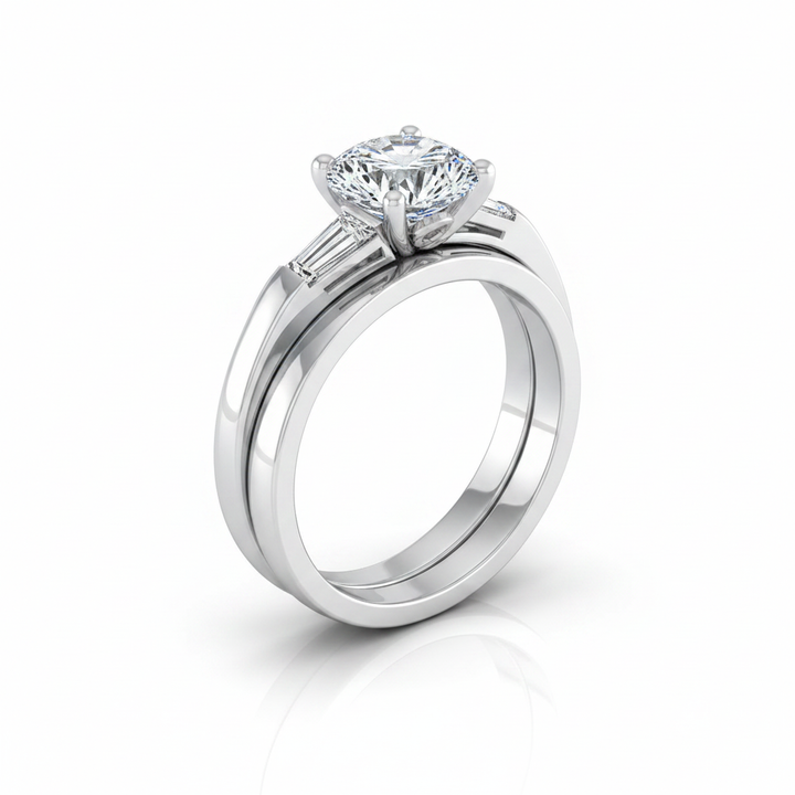 The Caroline Matching Wedding Band, Round in Platinum