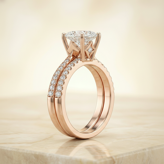 The Carrie Matching Wedding Band, Oval in 14K Rose Gold