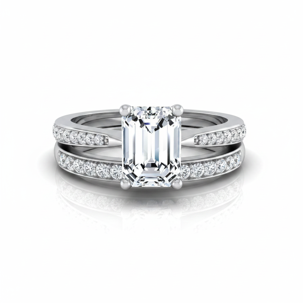 The Carrie Matching Wedding Band, Emerald in 18K White Gold