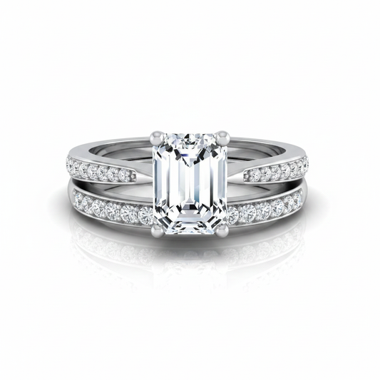 The Carrie Matching Wedding Band, Emerald in 18K White Gold