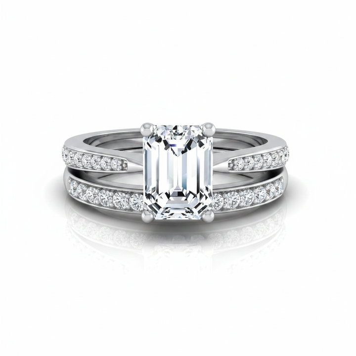 The Carrie Matching Wedding Band, Emerald in 18K White Gold | RockHer