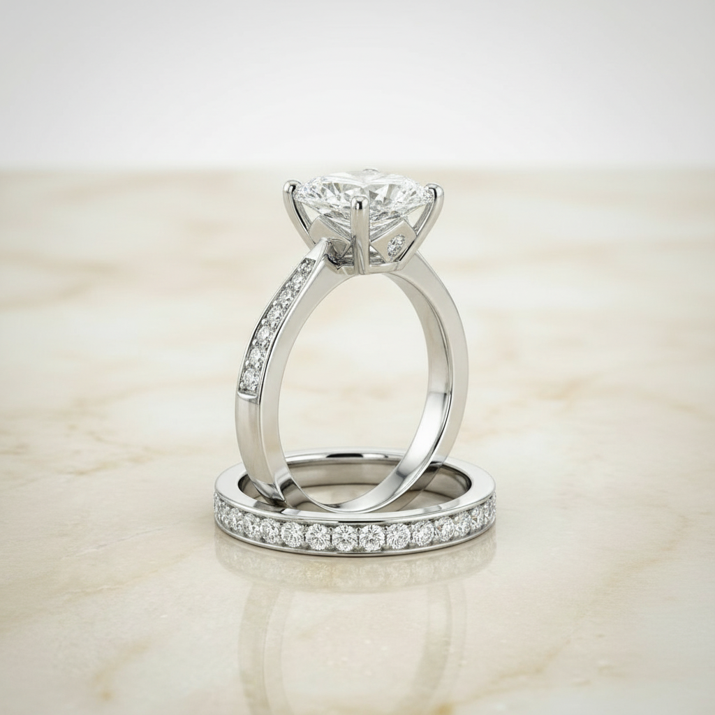 The Carrie Matching Wedding Band, Oval in 18K White Gold
