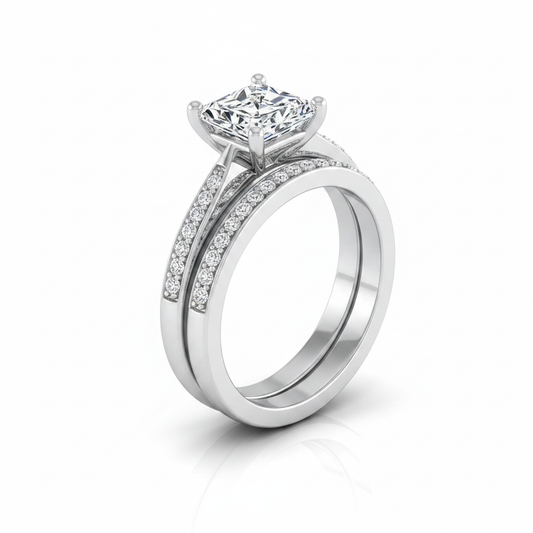The Carrie Matching Wedding Band, Radiant in 18K White Gold