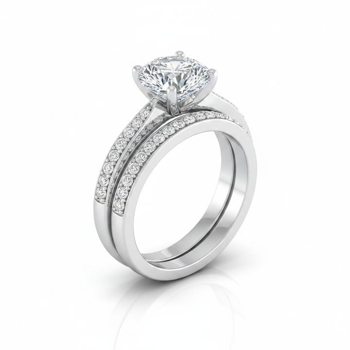 The Carrie Matching Wedding Band, Round in 18K White Gold | RockHer