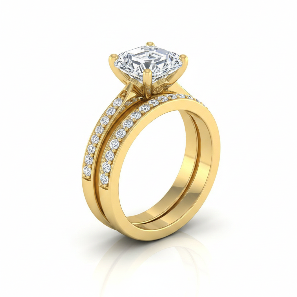 The Carrie Matching Wedding Band, Asscher in 18K Yellow Gold