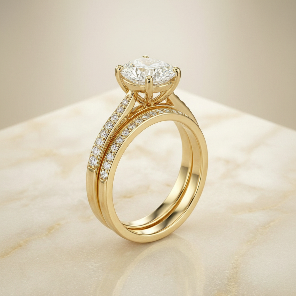The Carrie Matching Wedding Band, Oval in 18K Yellow Gold