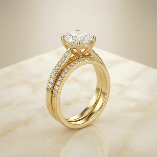 The Carrie Matching Wedding Band, Oval in 18K Yellow Gold