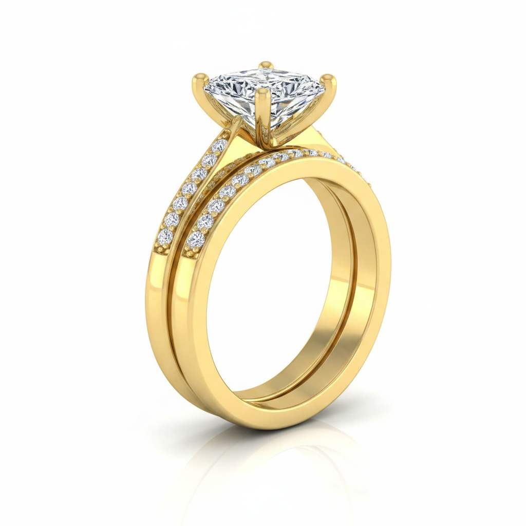 The Carrie Matching Wedding Band, Radiant in 18K Yellow Gold
