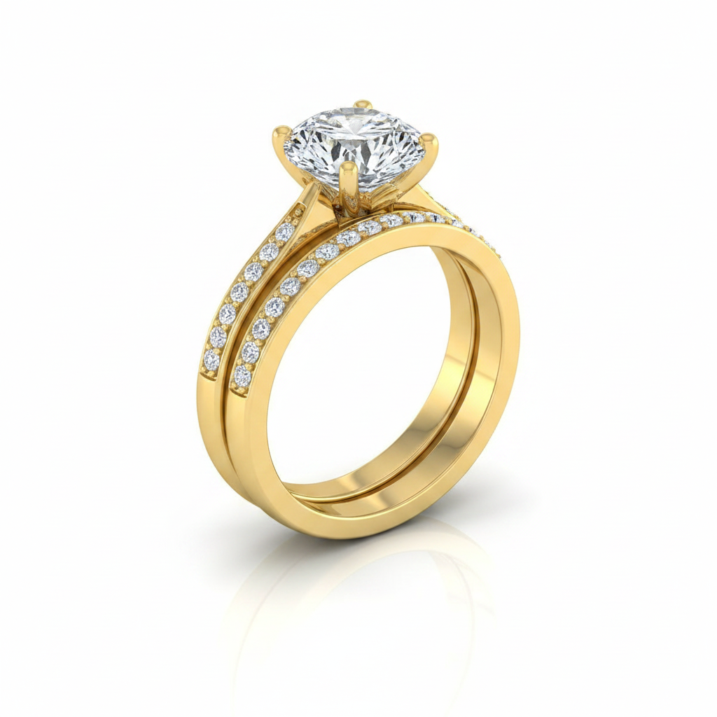 The Carrie Matching Wedding Band, Round in 18K Yellow Gold