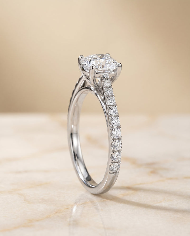 Donna Select Cathedral French Pave Solitaire Cushion in 14K White Gold – view 6