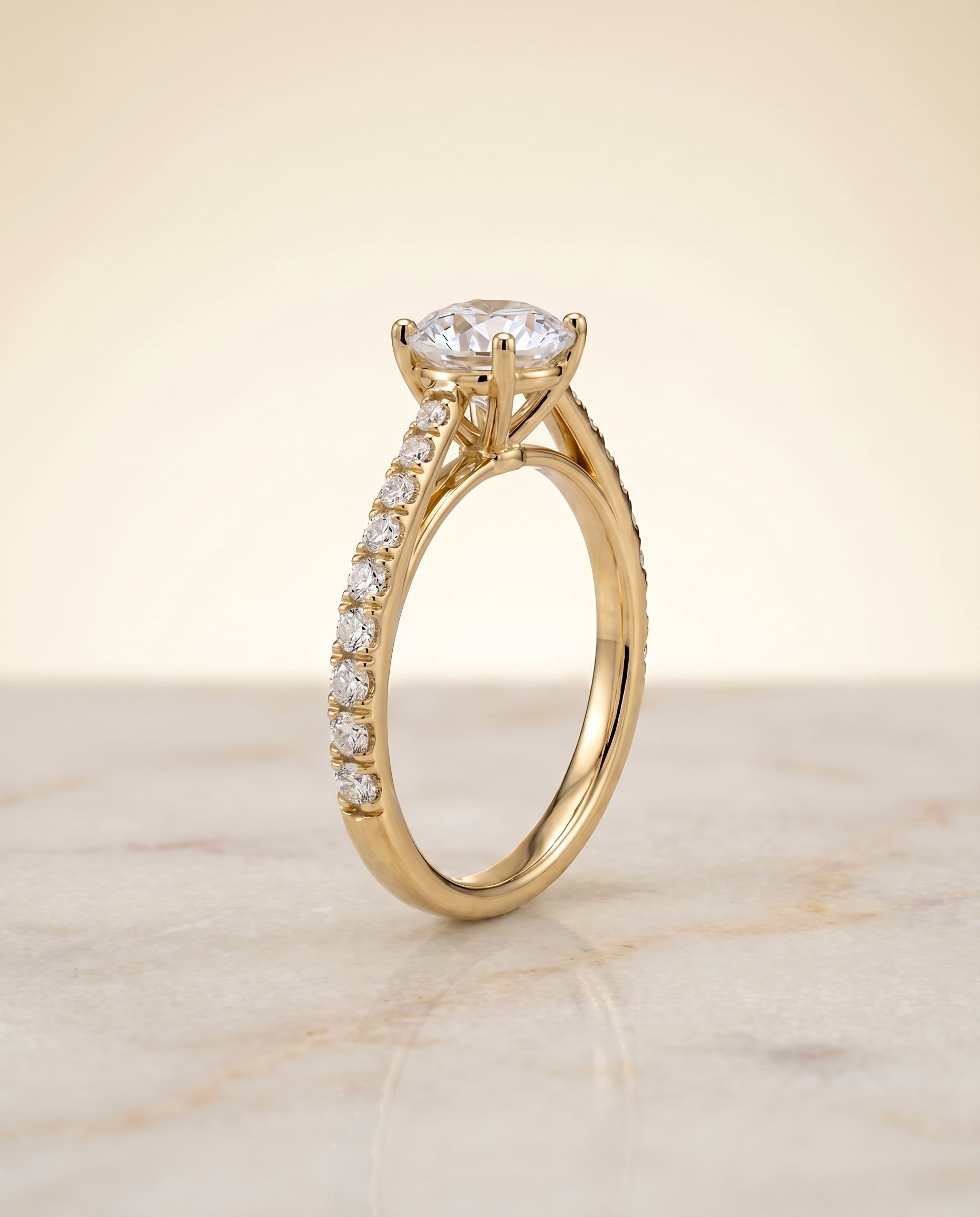The Donna Cathedral Engagement Ring Setting for Round Diamonds in 18K Yellow Gold | RockHer