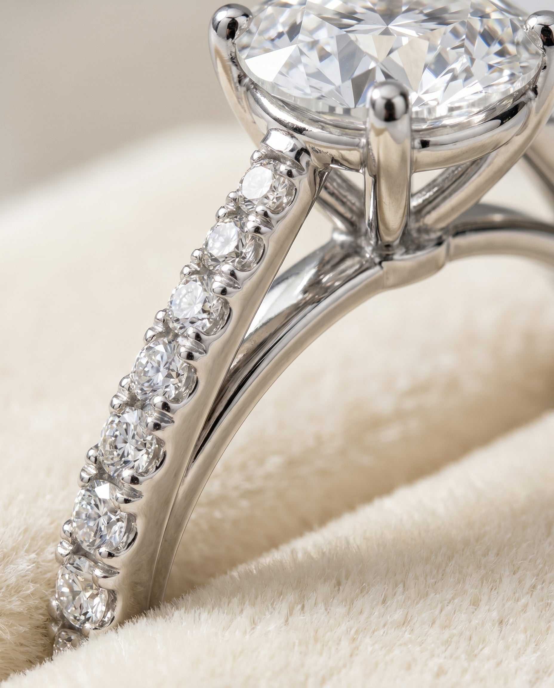 Platinum band of The Donna round engagement ring setting | RockHer
