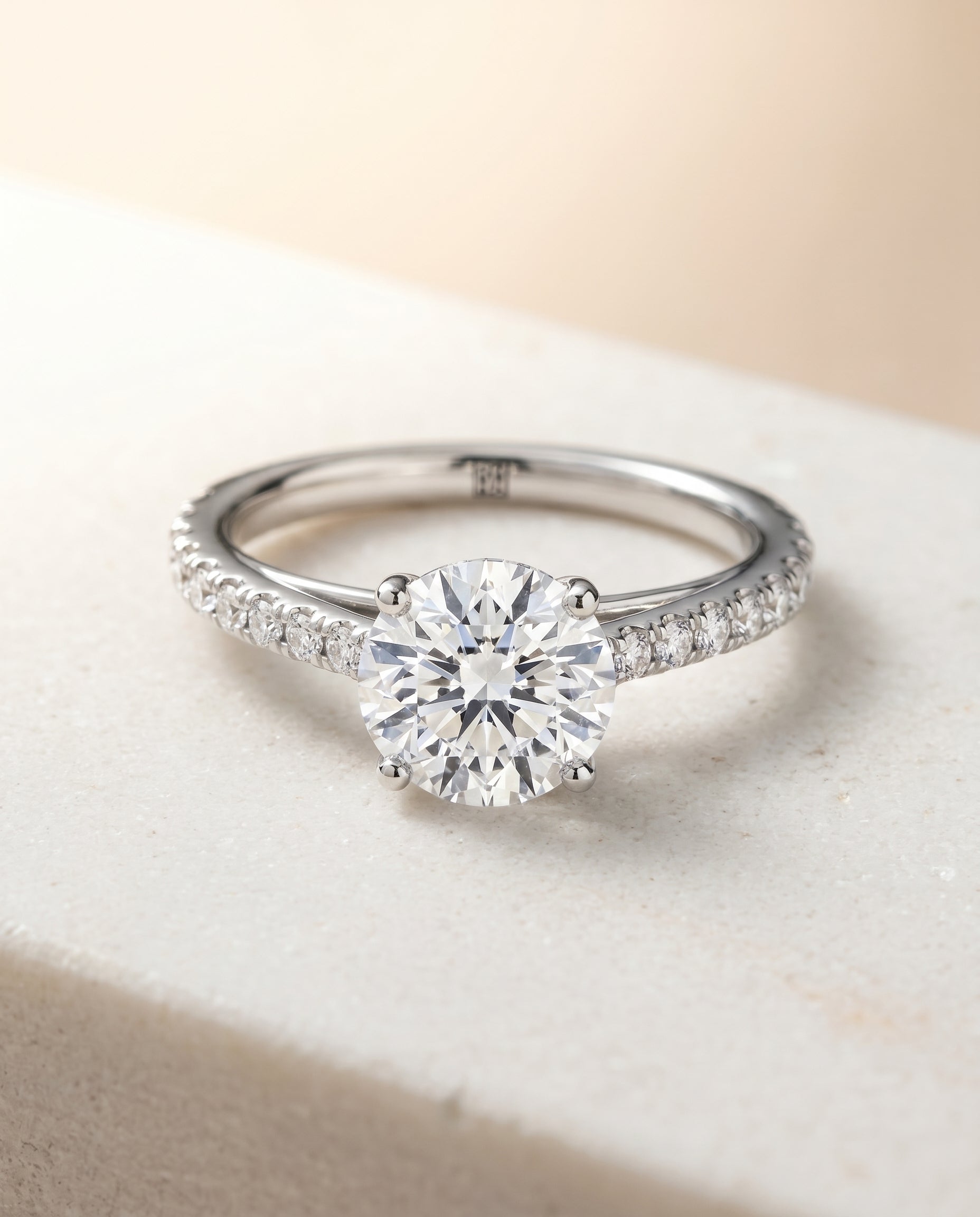 Donna Select Cathedral French Pave Solitaire in 18K White Gold – view 1