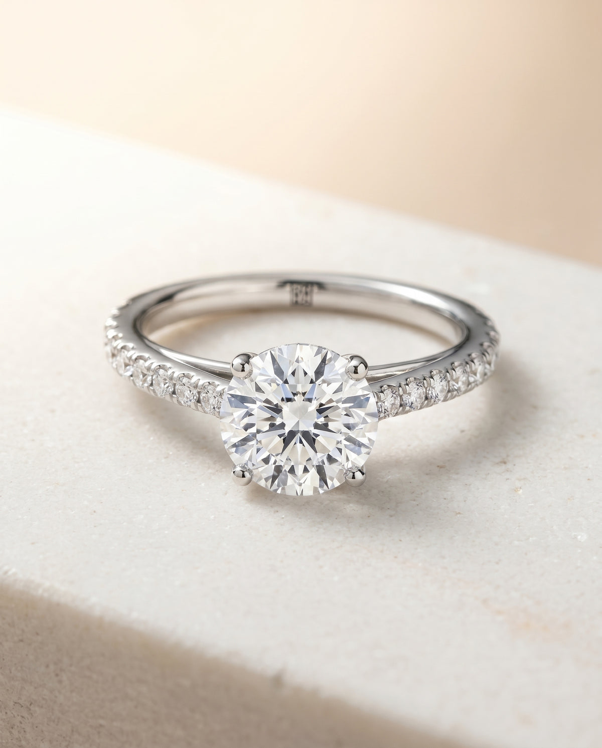The Donna Cathedral Engagement Ring Setting for Round Diamonds in 18K White Gold | RockHer