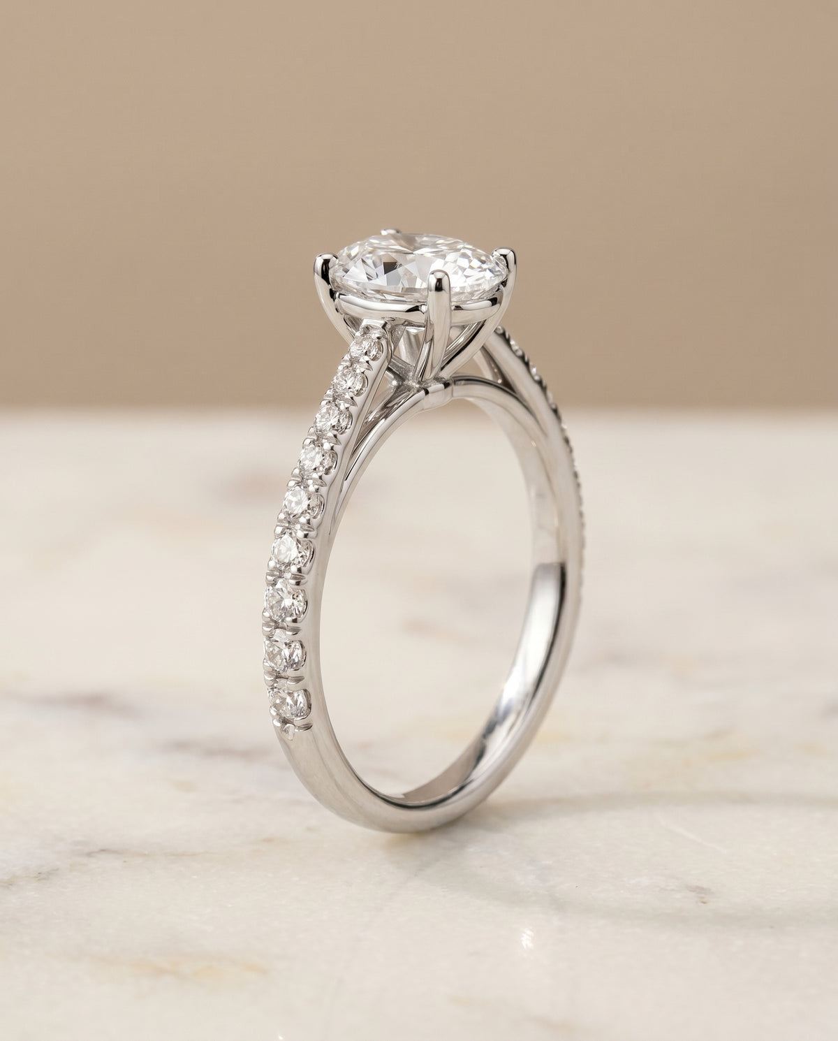 The Donna oval engagement ring setting in 18K White Gold | RockHer