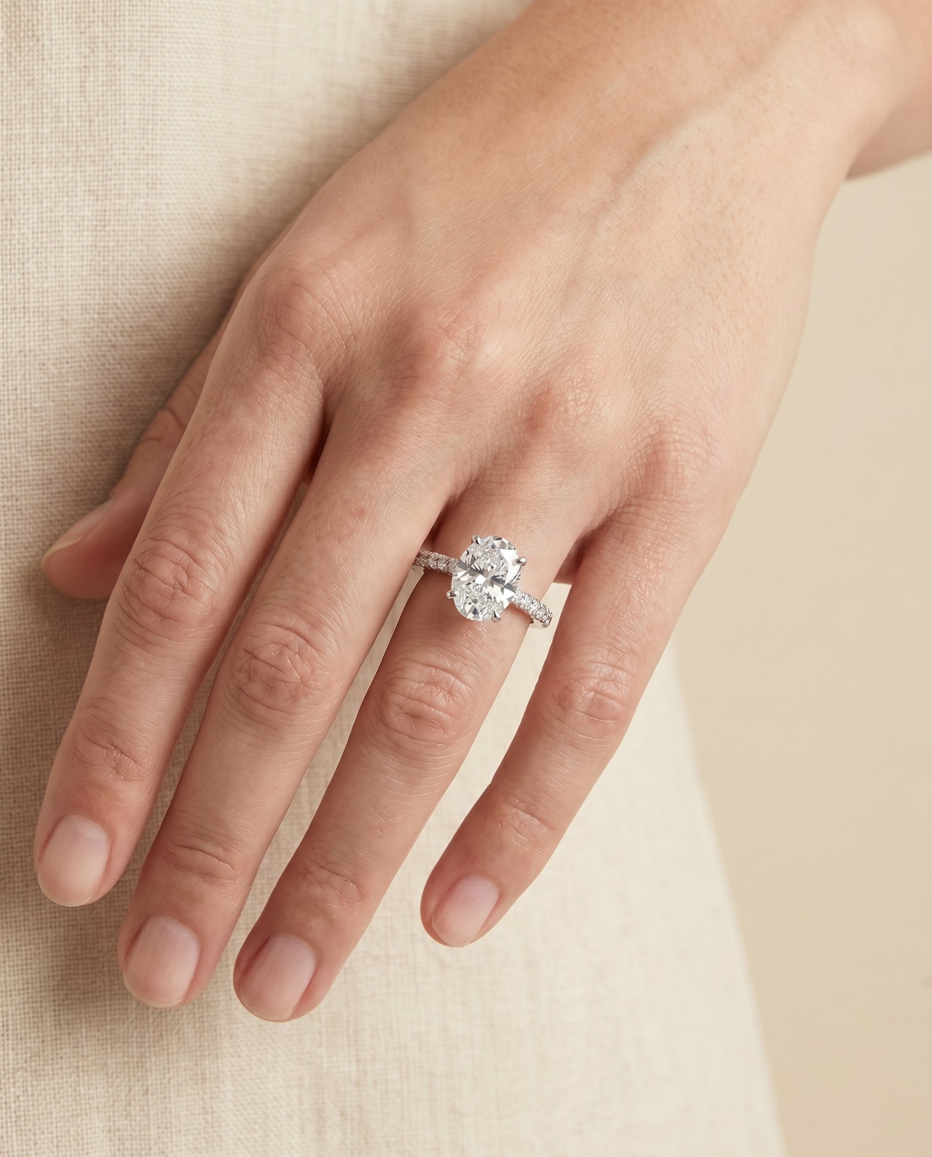 The Donna engagement ring setting in Platinum, cathedral french pavé solitaire design | RockHer