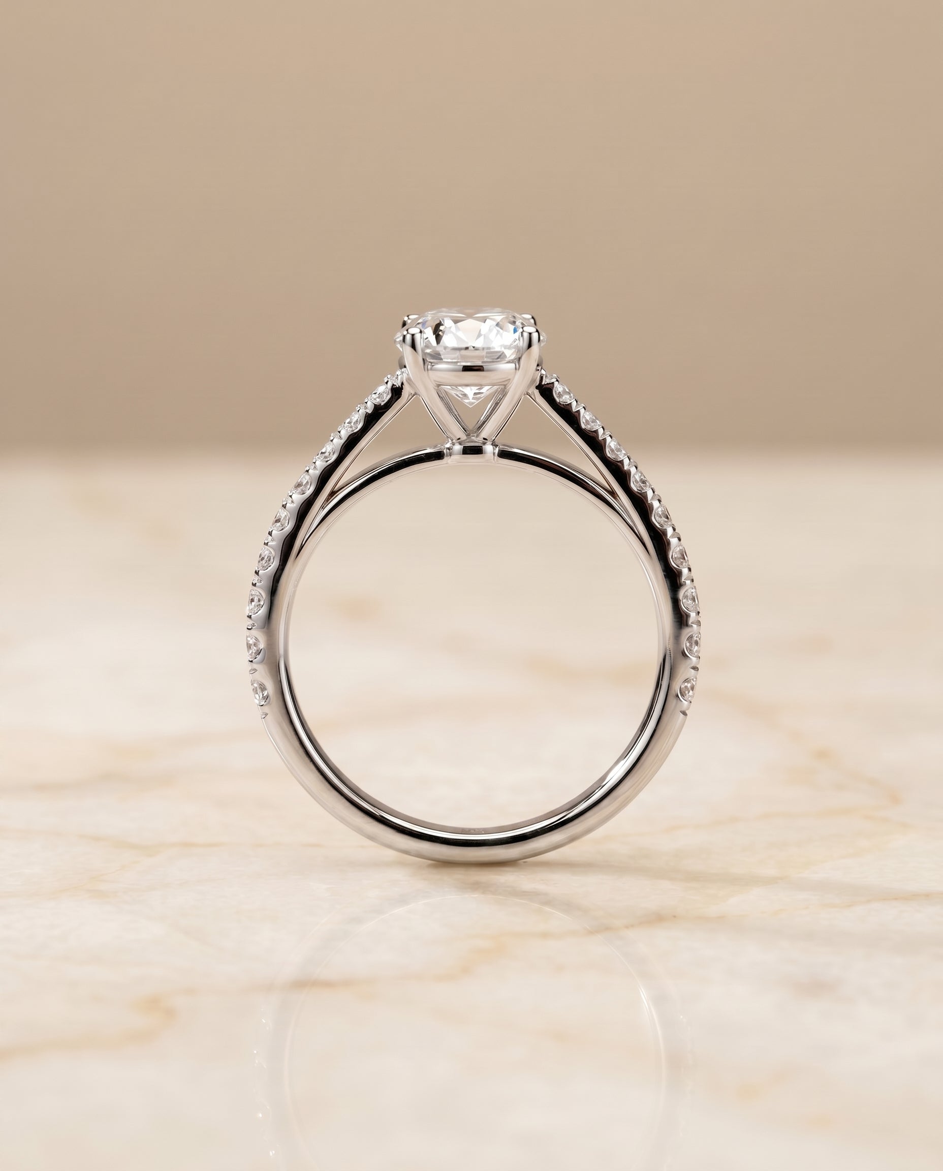 Cathedral French Pavé Solitaire styling on The Donna oval engagement ring setting | RockHer