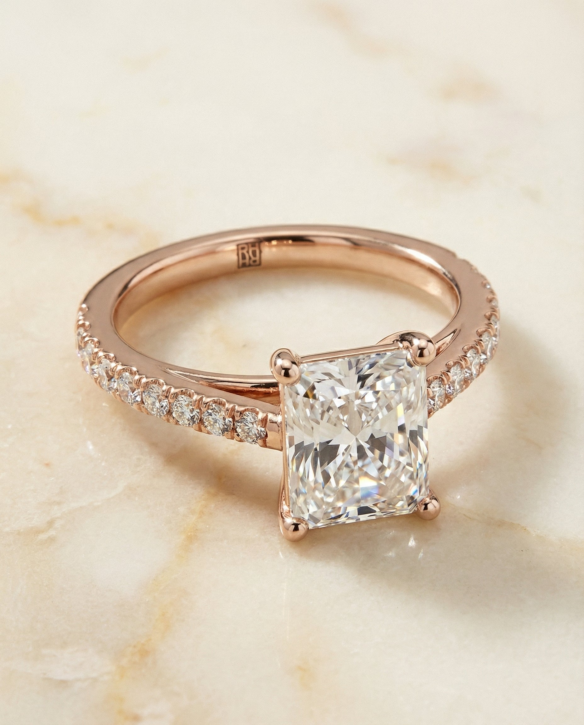 The Donna radiant engagement ring setting in 14K Rose Gold | RockHer
