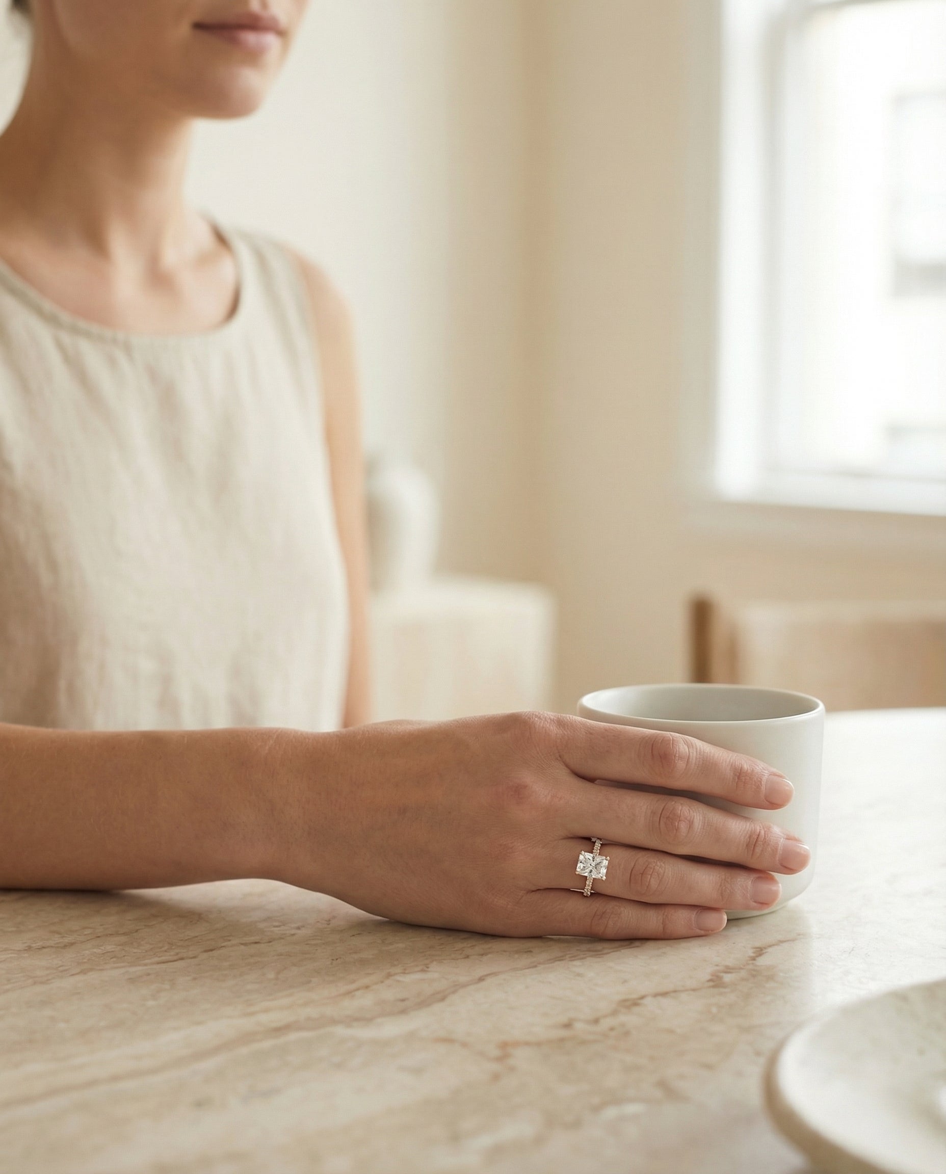 Made to order: The Donna radiant engagement ring setting in 14K Rose Gold | RockHer