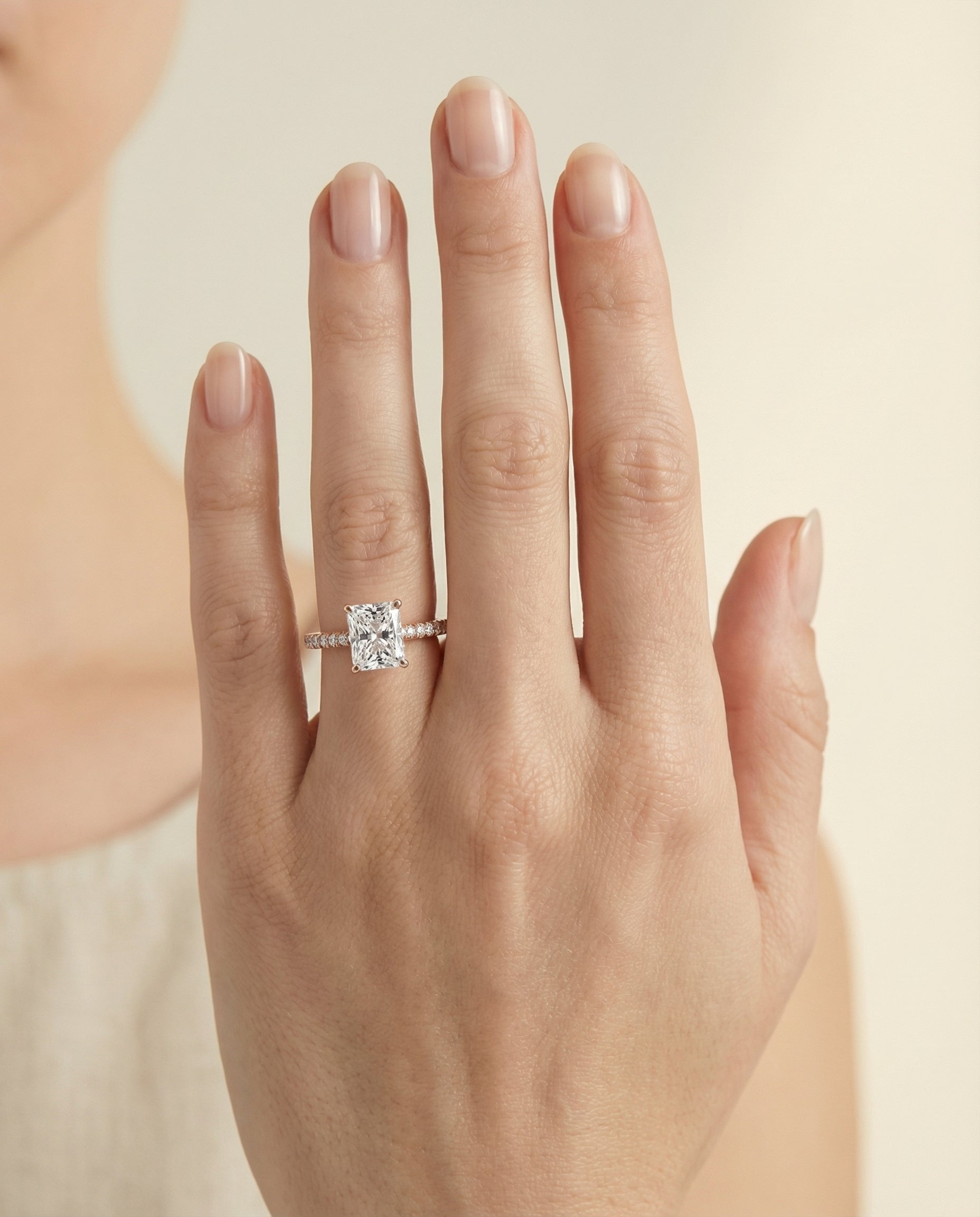 The Donna setting for radiant diamonds, made to order in 14K Rose Gold | RockHer