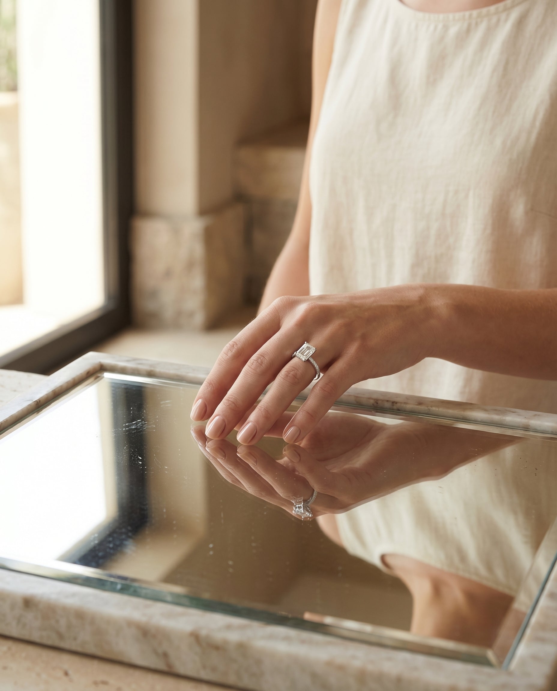 Made to order: The Donna radiant engagement ring setting in Platinum | RockHer
