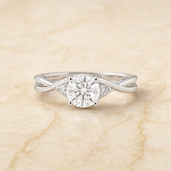 The Dusty Hidden Halo Solitaire Round Engagement Ring Setting in Platinum