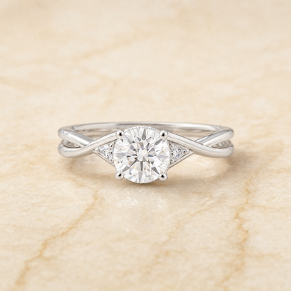 The Dusty Hidden Halo Solitaire Round Engagement Ring Setting in Platinum