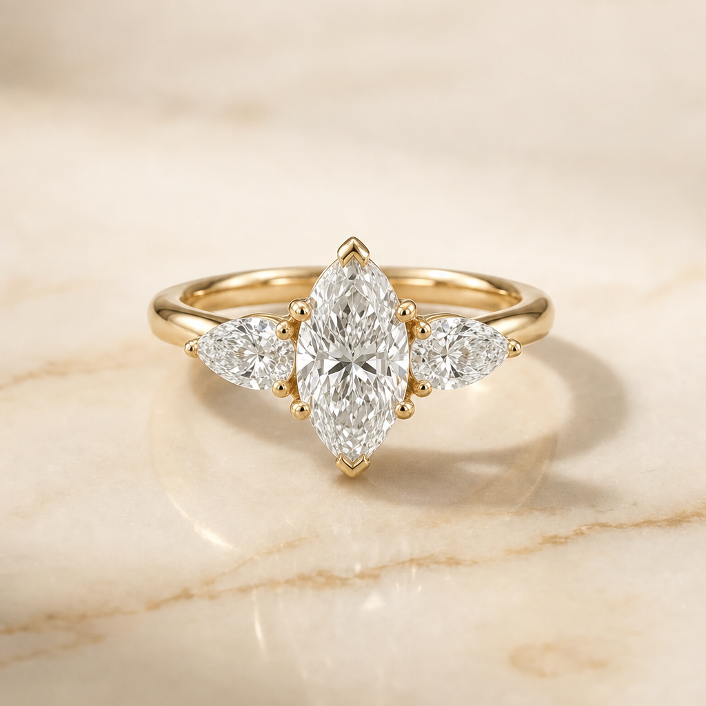 The Angelica marquise engagement ring setting in 18K Yellow Gold | RockHer