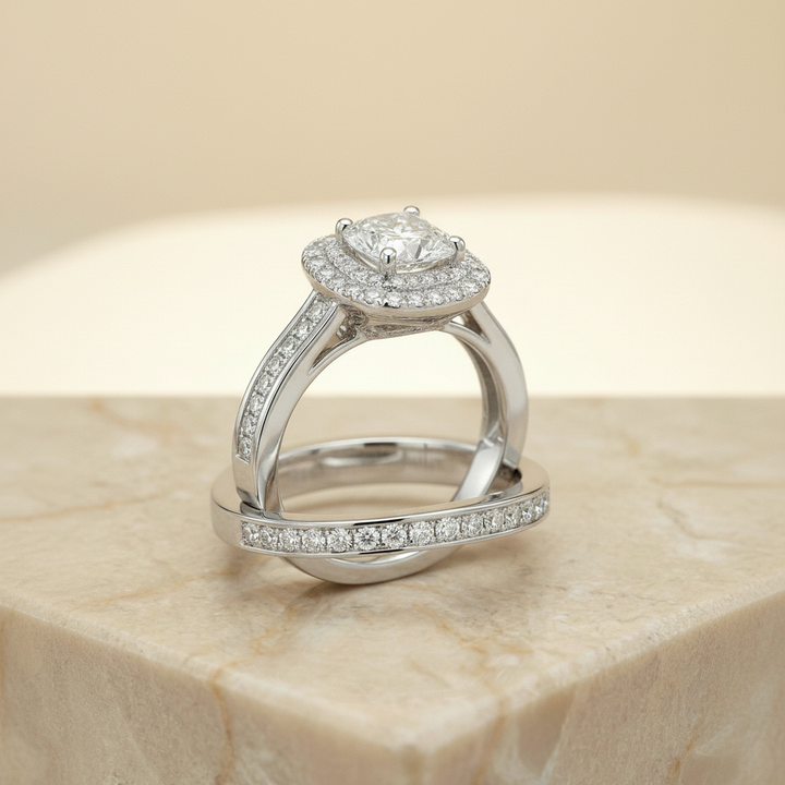 The Cecilia Matching Wedding Band, Princess in 18K White Gold | RockHer