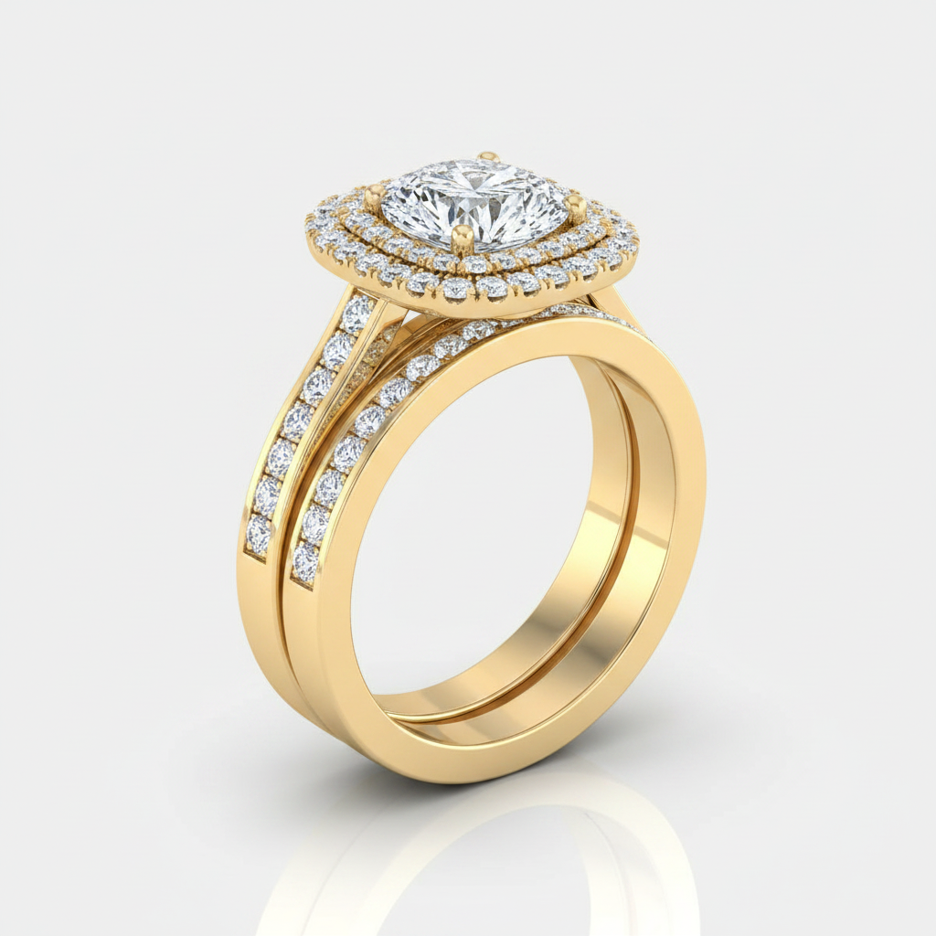 The Cecilia Matching Wedding Band, Round in 18K Yellow Gold
