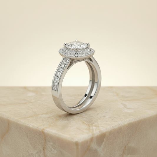 The Cecilia Matching Wedding Band, Princess in Platinum