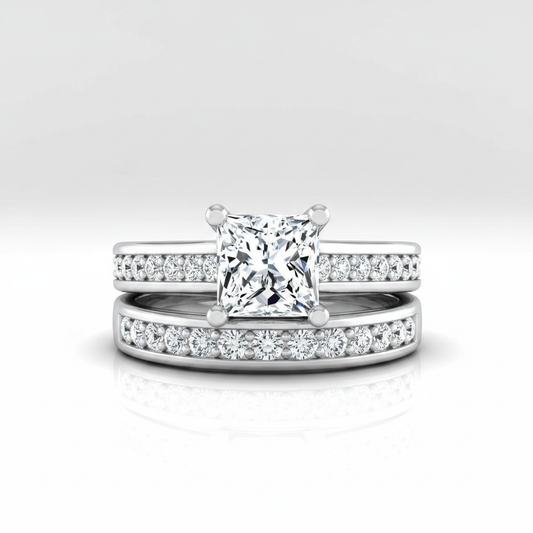 The Celesta Matching Wedding Band, Princess in 18K White Gold