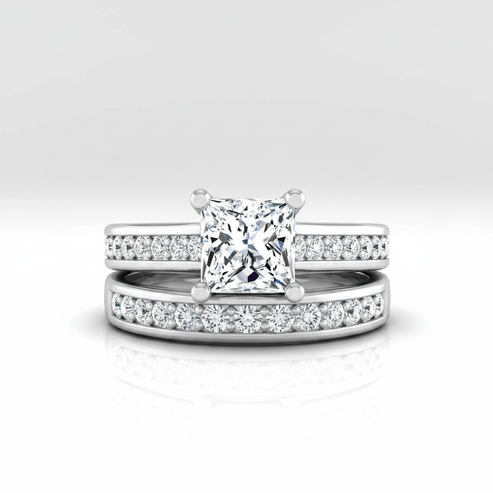 The Celesta Matching Wedding Band, Princess in 18K White Gold | RockHer
