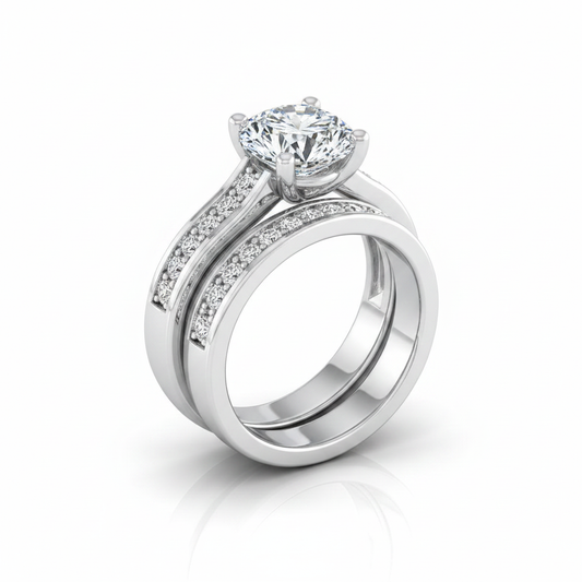 The Celesta Matching Wedding Band, Round in 18K White Gold