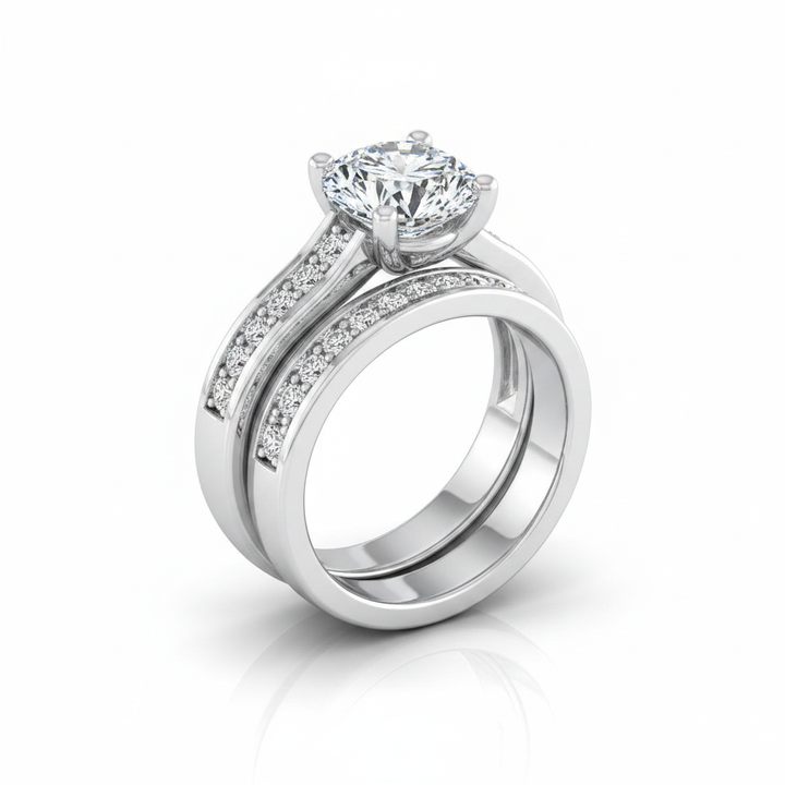 The Celesta Matching Wedding Band, Round in 18K White Gold | RockHer