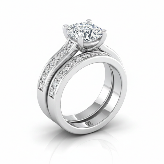 The Celesta Matching Wedding Band, Cushion in Platinum