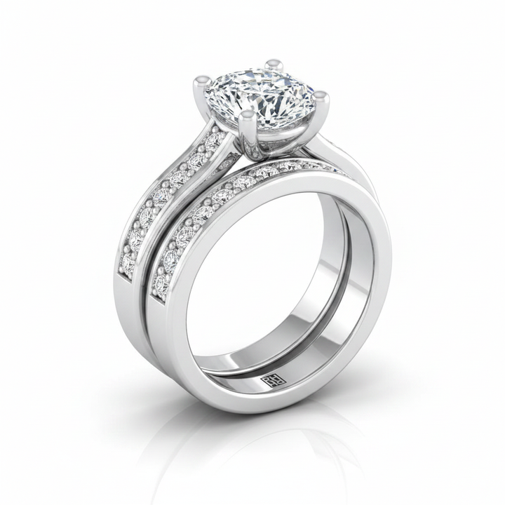 The Celesta Matching Wedding Band, Cushion in Platinum | RockHer