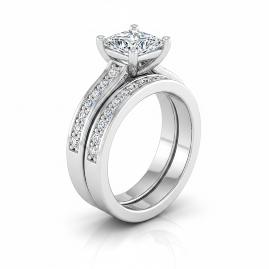 The Celesta Matching Wedding Band, Princess in Platinum