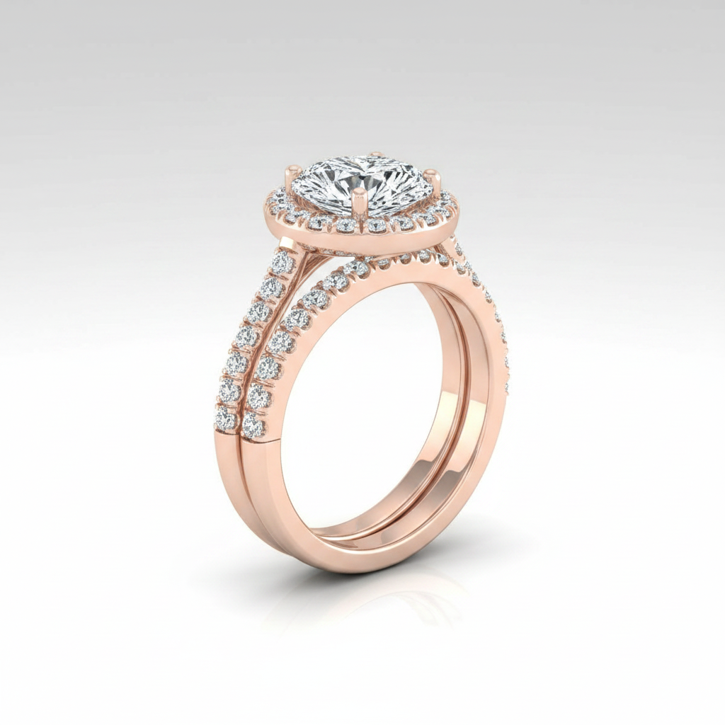The Celine Matching Wedding Band, Pear in 14K Rose Gold