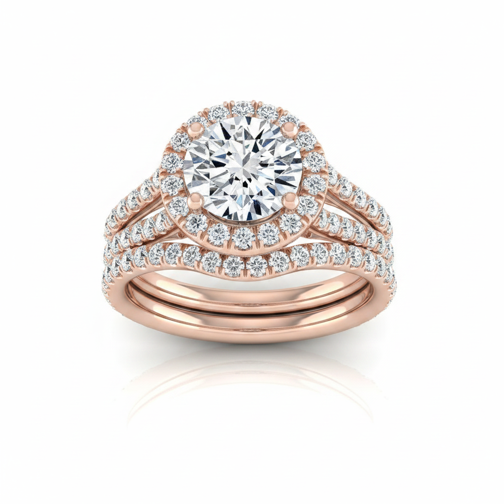The Celine Matching Wedding Band, Round in 14K Rose Gold