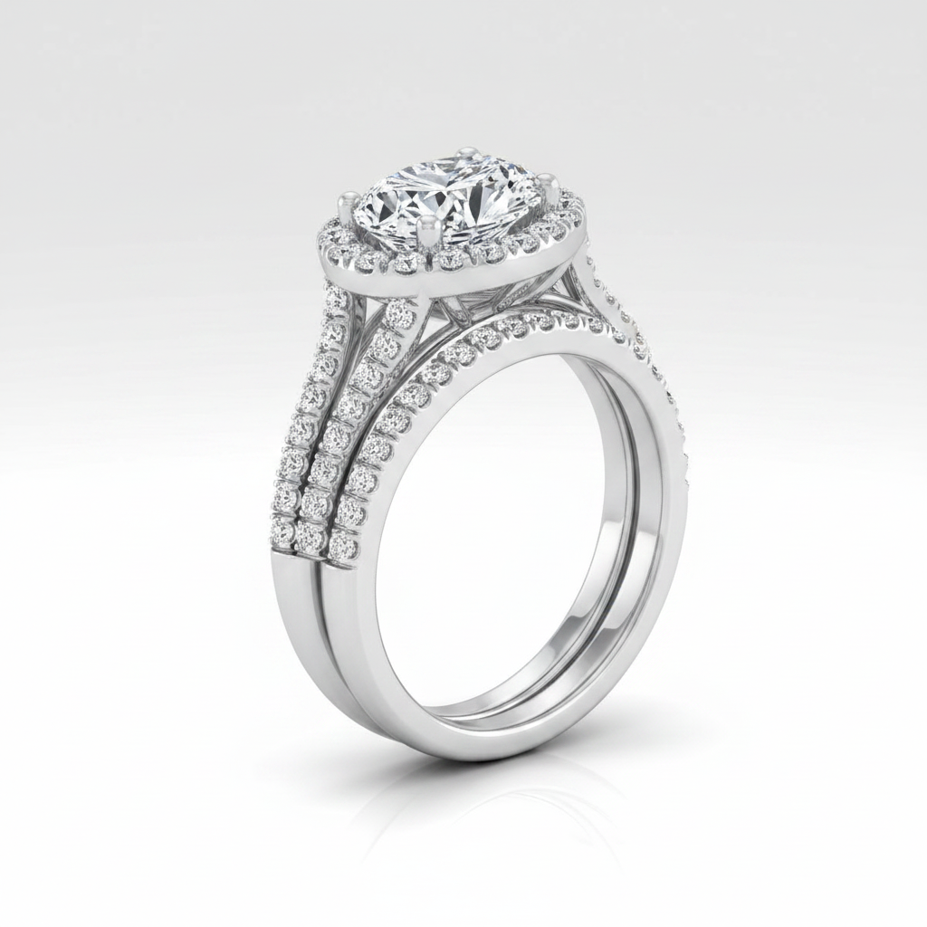 The Celine Matching Wedding Band, Oval in 18K White Gold