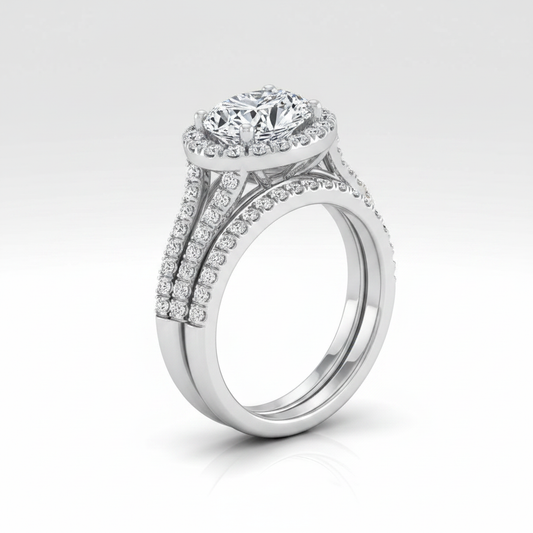 The Celine Matching Wedding Band, Oval in 18K White Gold