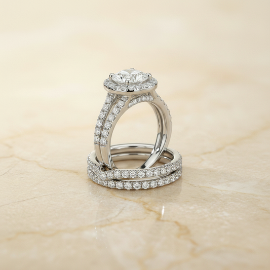 The Celine Matching Wedding Band, Round in 18K White Gold