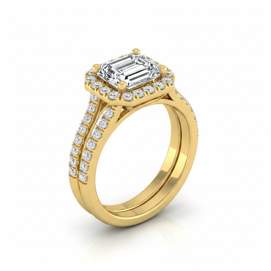 The Celine Matching Wedding Band, Emerald in 18K Yellow Gold