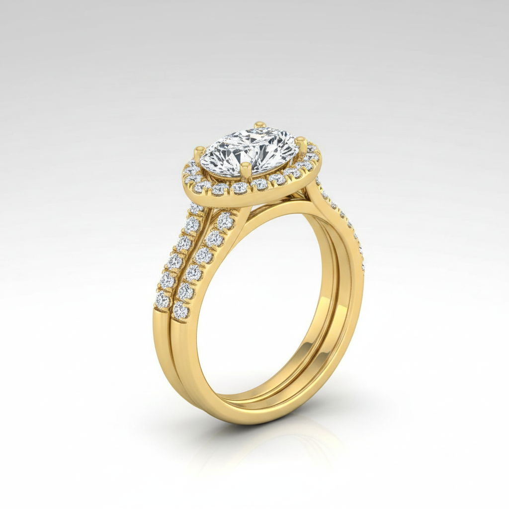 The Celine Matching Wedding Band, Pear in 18K Yellow Gold