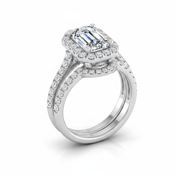 The Celine Matching Wedding Band, Emerald in Platinum | RockHer