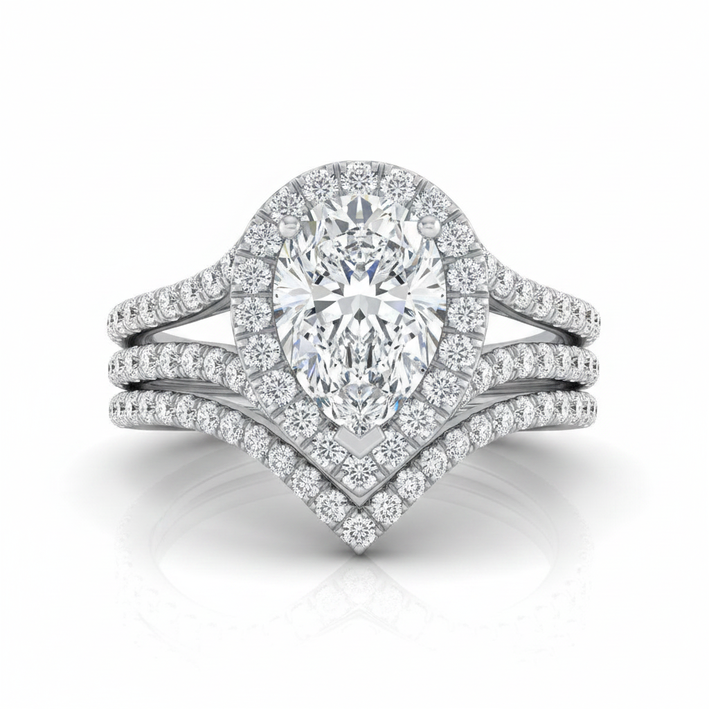 The Celine Matching Wedding Band, Pear in Platinum