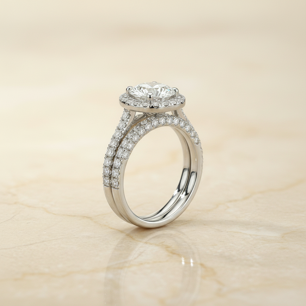 The Celine Matching Wedding Band, Round in Platinum