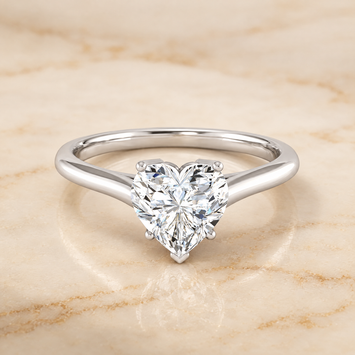 The Ellie Cathedral Comfort Fit Solitaire Heart Engagement Ring Setting in Platinum